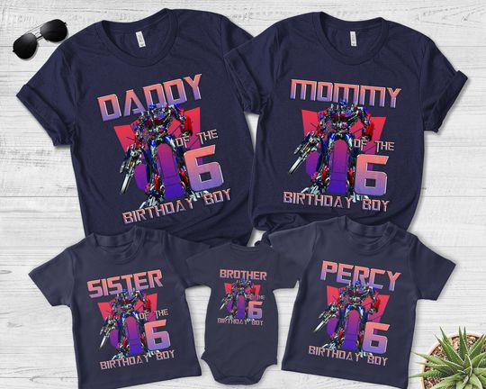 Birthday Boy Transformer Shirt,Birthday Squad Trans4mer Shirt,Custom Name Birthday Boy Tee,Personalization Disney Family Vacation Tee