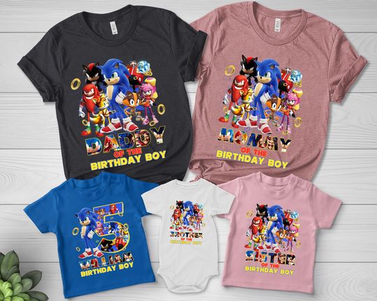 Custom Sonic Birthday Shirt | Sonic Birthday shirt personalized | Sonic The Hedgehog Birthday Shirt |Custom Family Sonic Birthday Tee