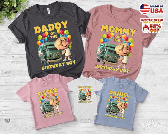 Personalized Trash Truck Birthday Shirt, Trash Truck Custom Shirt Trash Truck Family Shirt Trash Truck Family Birthday Gift