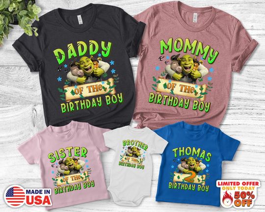 Shrek Shirt, Shrek Family Shirt, Shrek Birthday T-Shirt, Green Ogre, Custom Boy Girl Birthday Shirt, Birthday Gift Son Daughter