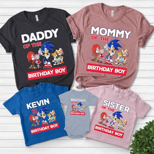 Custom Sonic Birthday Shirt, Sonic the Hedgehog Shirt, Sonic Shirt, Sonic Group Matching Shirt, Sonic Family Party Shirt