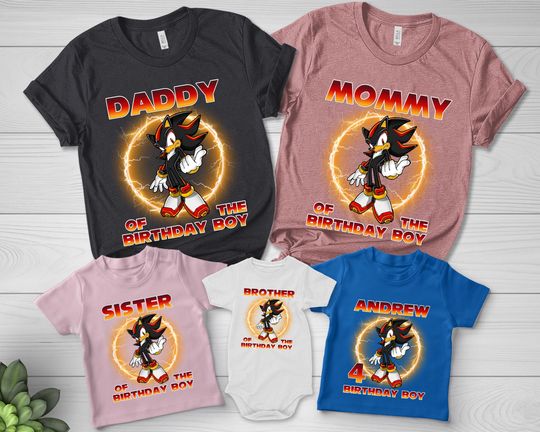 Custom Sonic Shadow Birthday Shirt, Shadow the Hedgehog Shirt, Sonic Shirt, Sonic the Hedgehog 3 Shirt