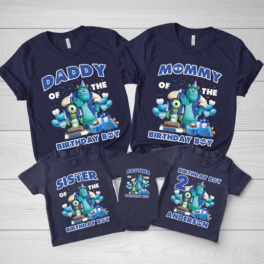 Family Matching Monster Inc Birthday, Mike Sully Disneytrip Birthday Party, Custom Monster Birthday Shirt For Kids Toddlers Adults