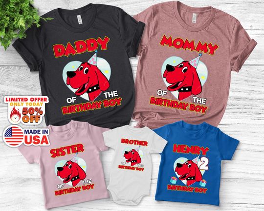 Clifford the Big Red Dog Shirt, Personalized Clifford Dog Family Birthday Shirt, Clifford Dog Shirt, Clifford Dog Birthday Shirt