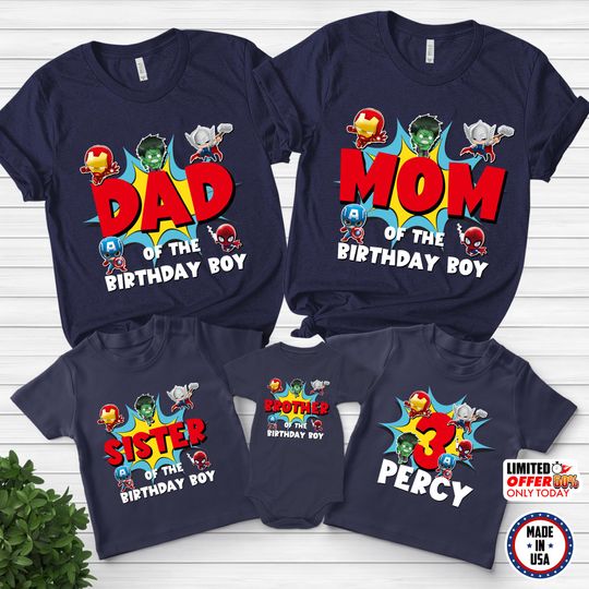 Superhero Birthday Boy Shirt, Personalized Family Birthday Party Shirt, Avengers Family Shirt, Marvel Team Shirt, Group Characters
