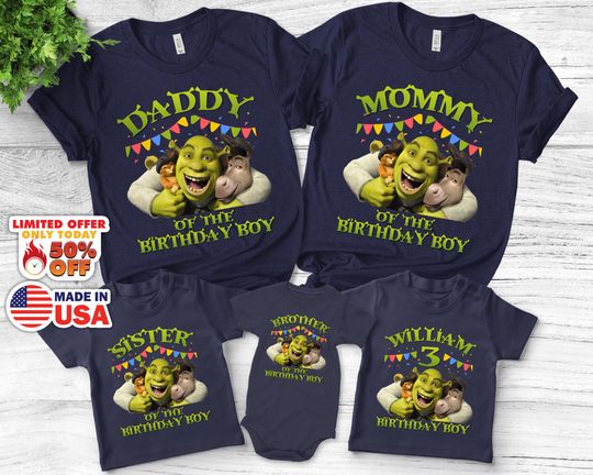 Shrek Birthday Shirt, Shrek Family Shirts, Custom Birthday Shirt Name and Age, Shrek Shirt, Shrek Birthday Shirts, Shrek Birthday