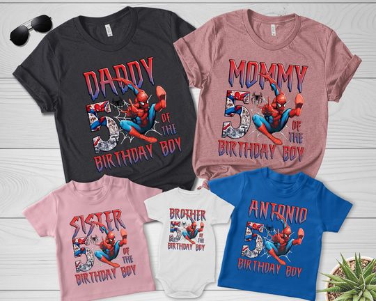 Spiderman Birrthday Shirt, Spiderman Matching Shirt, Custom Family Spider Shirt, Spiderman Birthday Shirt, Spiderman T-shirt
