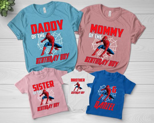 Spider Man Birthday shirts, Personalized Family Matching Spiderman Birthday Shirt, Birthday Boy Spiderman Tee, Spiderman Theme
