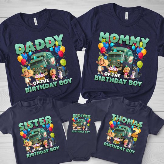 Personalized Trash Truck Birthday Shirt, Trash Truck Family Matching Shirt, Custom Trash Truck Birthday Shirt