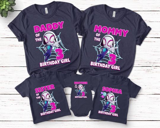 Spider Gwen Tee,Spidey And His Amazing Friends Birthday Tee,Make Your Own Superhero Tee,Spider Birthday Girl Shirt,Ghost-Spider Shirt
