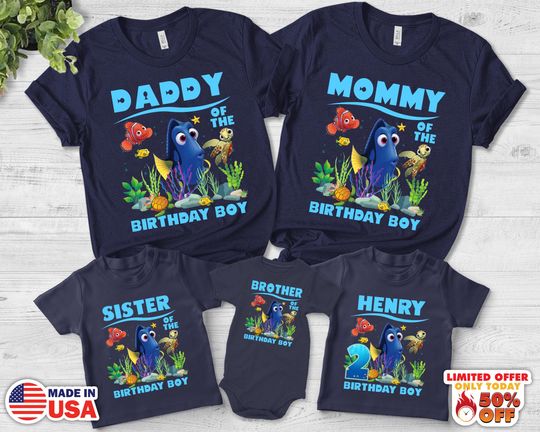 Finding Dory Birthday Shirt, Finding Dory Family Birthday Shirt, Personalized Finding Dory Birthday, Matching Birthday Family
