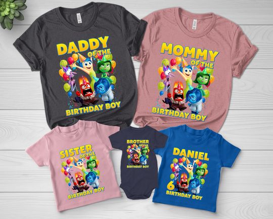 Personalization Inside Out Birthday Boy Shirt | Birthday Boy Inside Out Family Shirt | Family Matching Shirt | Inside Out Fan Shirt