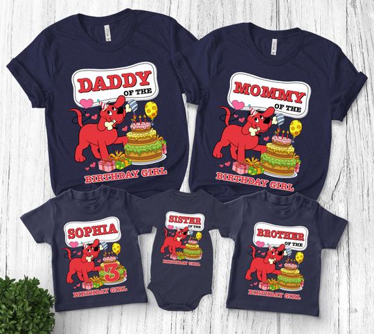 Clifford the Big Red Dog Shirt,Personalized Clifford Dog Family Birthday Shirt,Clifford Dog Birthday Party Shirt,Family Matching Tee