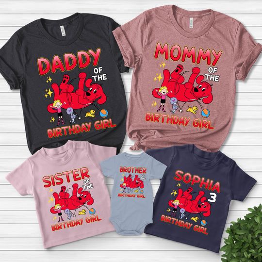 Clifford the Big Red Dog Shirt, Personalized Clifford Dog Family Birthday Shirt, Clifford Dog Shirt, Clifford Dog Birthday Shirt