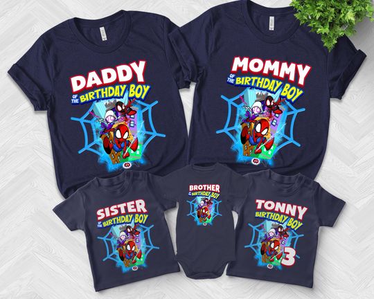 Spiderman Inspired Birthday Shirt, Spidey and his friends theme Party, Personalized Family Birthday Shirt, Gift Birthday Shirt