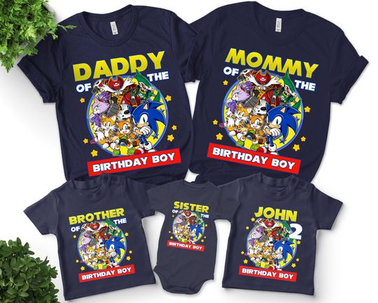 Personalized Sonic Birthday shirt, Custom Sonic Shirt, Sonic Hedgehog Birthday Shirt, Birthday Shirt, Custom Family Birthday Shirt