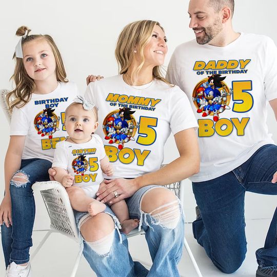Custom Sonic the Hedgehog Birthday Shirt | Personalized for Boys Girls&Family | Sonic Party Tee | Kid Party Tee | Family Birthday Tee