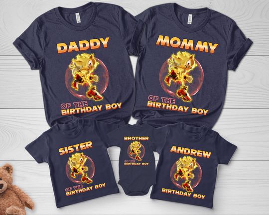 Customize Sonic Hedgehog Characters Birthday Shirt, Gamer Party Tee for Boys Girls, Video Game Birthday Gift Shirt, Sonic Outfit