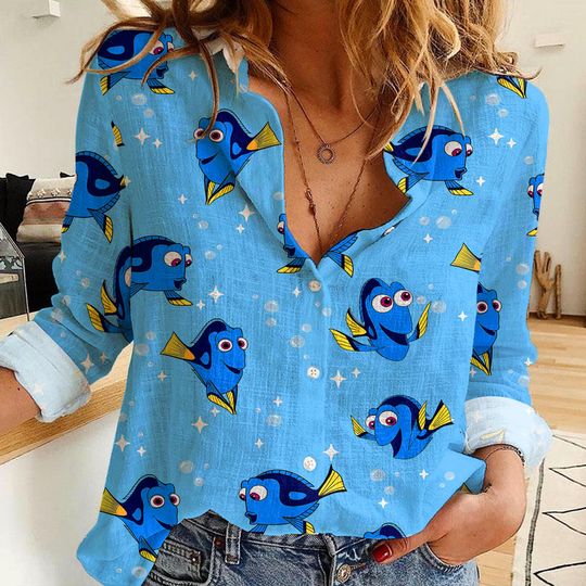 Finding Dory Women Casual Shirt, Disney Women Blouses Shirt,Magic Kingdom Shirt, Disney Vintage Shirt
