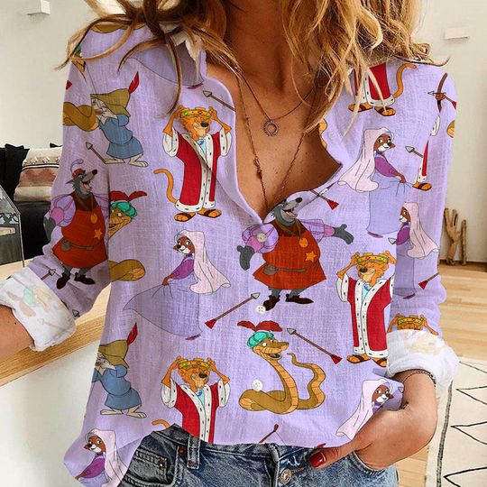 Robin Hood Women Casual Shirt, Disney Women Blouses Shirt, Magic Kingdom Shirt, Shirt For Women, Disney Vintage Shirt
