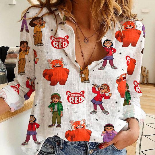Turning Red Women Casual Shirt, Disney Women Blouses Shirt, Magic Kingdom Shirt, Shirt For Women, Disney Vintage Shirt