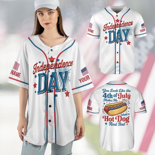 You Look Like The 4th Of July Baseball Jersey For Women, Independence Day Jersey, Funny 4th July Merch, Funny 4th July Hot Dog Jersey
