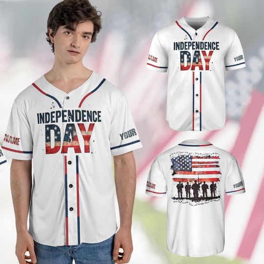 Memory Day Baseball Jersey For Men, Land of the free, Veterans Day Gifts, Patriotic, Independence Day Gifts, Funny 4th Of July Jersey