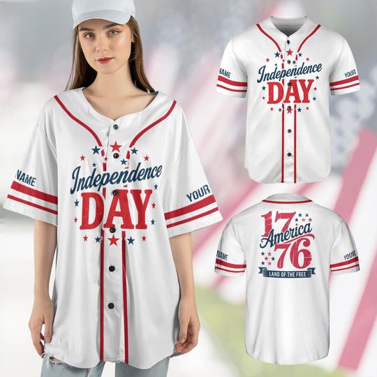 1776 Patriotic Baseball Jersey For Women, Independence Day Gifts, 4th of July Tee, Land of the Free Baseball Jersey, USA Baseball Jersey