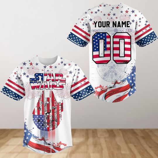 Personalized Star Wars Usa Baseball Jersey, Custom Star Wars 4th Of July Shirt, Independence Day Patriotic Shirt, Red White Blue Jersey