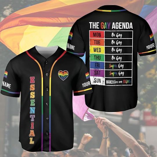 Custom LGBTQ Baseball Jersey with Name, Personalized Rainbow Pride Baseball Jersey Shirt for Men Women, LGBT Pride Month Gift