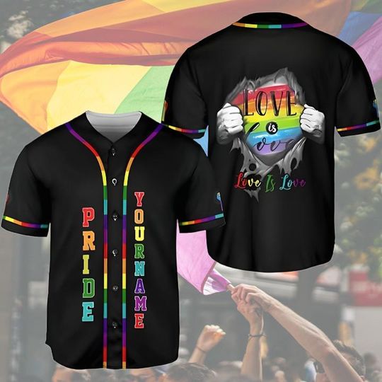 Custom LGBT Pride Baseball Jersey, Personalized Rainbow Gay Pride Shirt for Men Women, Love is Love Equality Jersey, Pride Month Gift