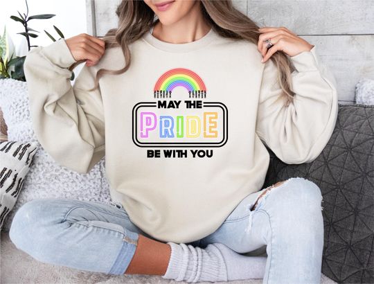 LGBT Star Wars Pride Sweatshirt - May Pride Be With You - Lightsaber Flags Tee - Queer Pride Month Apparel