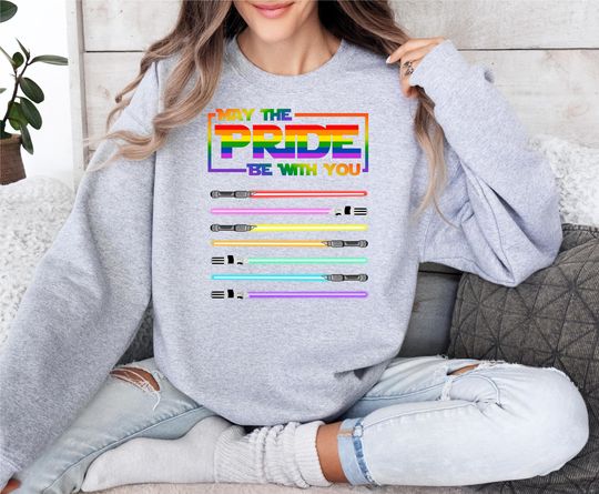 LGBT Star Wars Pride Sweatshirt, May Pride Be With You, Lightsaber Flags Tee, Pride Month LGBT Sweatshirt