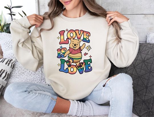 Winnie The Pooh Pride Sweatshirt, Disney Pride Month Shirt, Love Is Love Shirt, LGBTQIA Rights Shirt, Disneyland Gay Sweatshirt, Lesbian Pride Sweatshirt