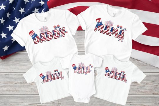 Personalized 4th Of July Family Shirts | Custom Name Celebration Shirt, Patriotic Family Tees, Kids 4th of July Shirts, USA Family Shirt