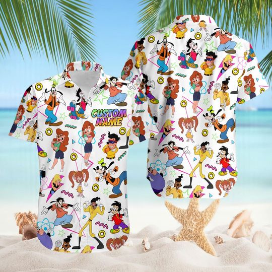 Vintage Disneyland A Goofy Movie Powerline Hawaiian Shirt, Powerline Stand Out Tour 95 Hawaii Shirt, Disneyland Family Summer Beach Trip