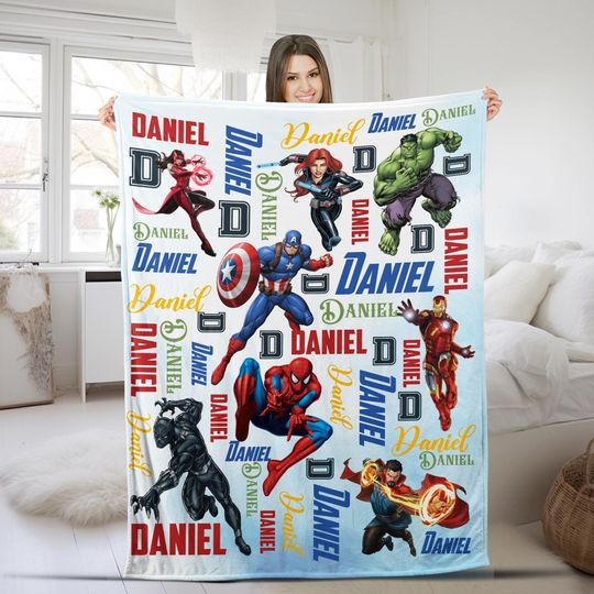 Personalized Disney Marvel Superhero Blanket/Marvel Avengers Blanket/Custom Marvel Thor Hulk Birthday Blanket