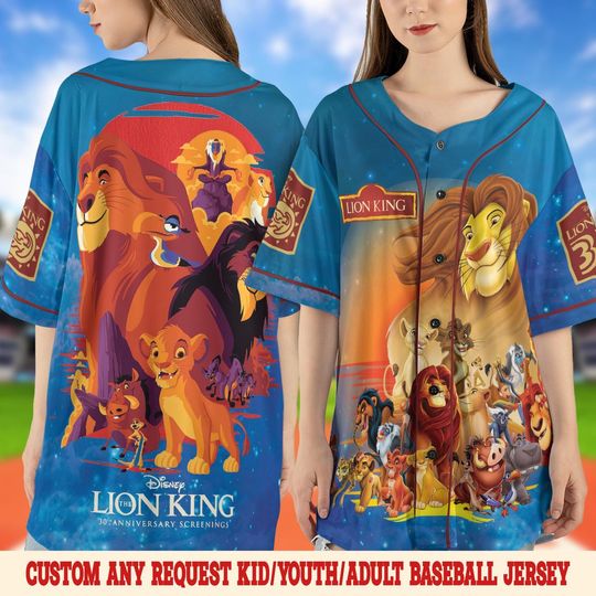 Disney The Lion King Baseball Jersey, Mufasa Simba Timon Pumbaa Youth Adult Baseball Team, WDW Disneyland Family Trip