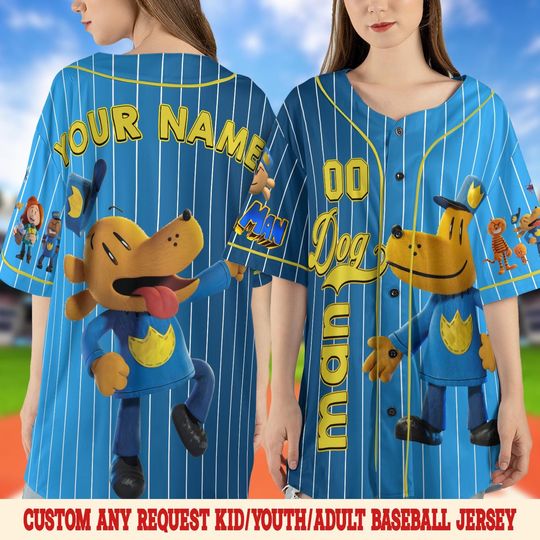 Custom Dog Man and Cat Birthday Baseball Jersey, Dog Man Baseball Jersey Shirt, Dog Man Cat Birthday Jersey Shirt