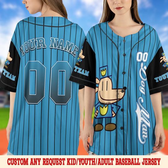 Custom Dog Man Baseball Jersey, Personalized Dog Man And Kid Cat Baseball Jersey, Dog Man Birthday Party Jersey, Birthday Gift