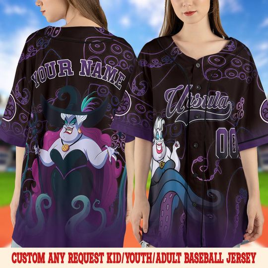 Disney Ursula Baseball Jersey, Personalized Ursula Villain Shirt, The Little Mermaid Shirt, Disney Villain Characters Baseball Shirt