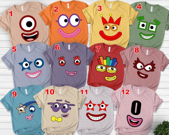 Number Blocks Character Costume T-Shirt for Family Halloween Group