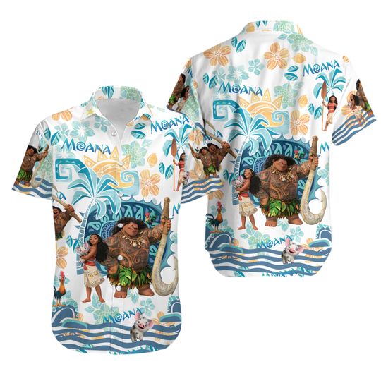Disney Moana And Maui Hawaiian Shirt, Princess Moana Hawaii Shirt, Disney Moana Aloha