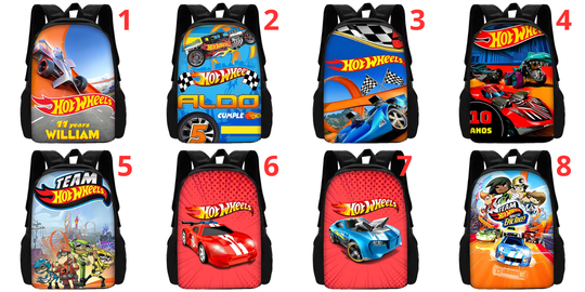 Child School Cartoon Hot Wheels Car Backpack