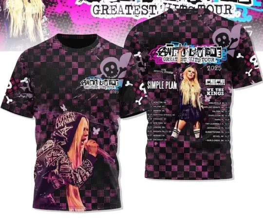 Avril Lavigne Tour 2025 The Greatest Hits Tour Celebration T-Shirt 3D