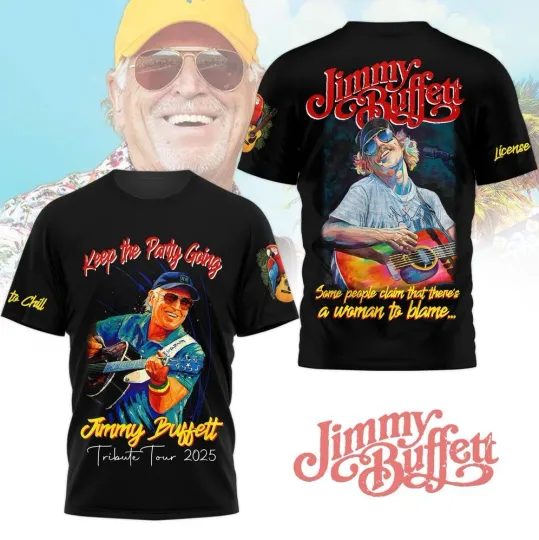 Jimmy Buffett Tour 2025 3D T-Shirt Black for Men