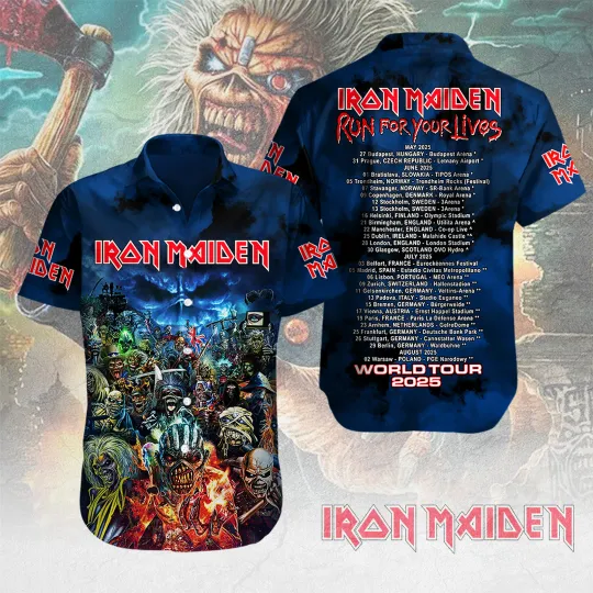 Iron Maiden Run For Your Lives World Tour 2025 Hawaiian Shirt