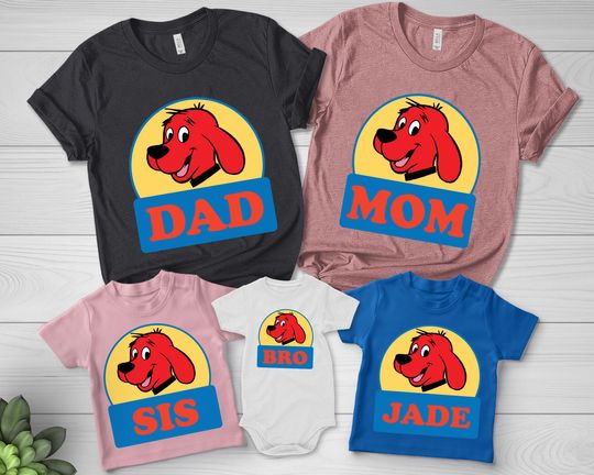 Clifford the Big Red Dog Shirt, Personalized Clifford Dog Family Birthday Shirt, Clifford Dog Birthday Party Shirt, Family Matching Shirt