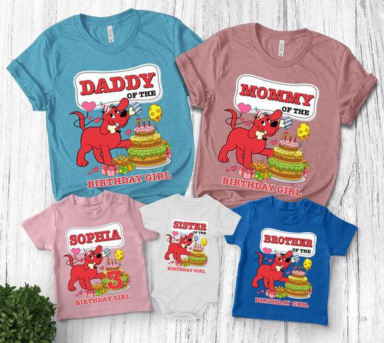 Clifford the Big Red Dog Shirt, Personalized Clifford Dog Family Birthday Shirt, Clifford Dog Birthday Party Shirt, Family Matching