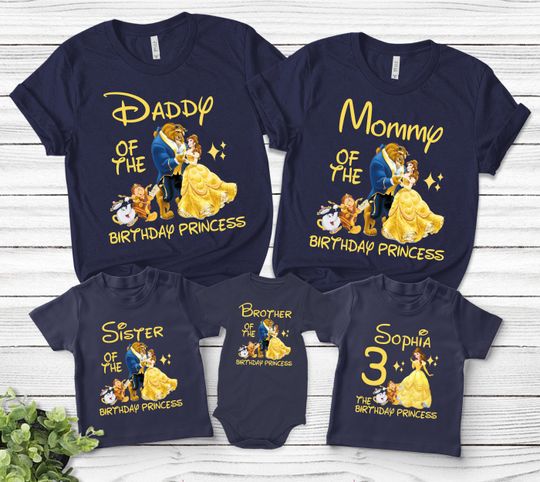 Personalized Beauty and the Beast Birthday Shirt, Belle Princess Birthday Shirt, Birthday Family Shirts, Disney Birthday shirt